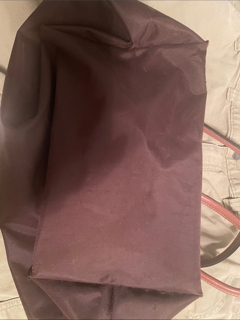 Longchamp Brown Nylon Tote with Tan Leather Trim - Picture 7 of 11